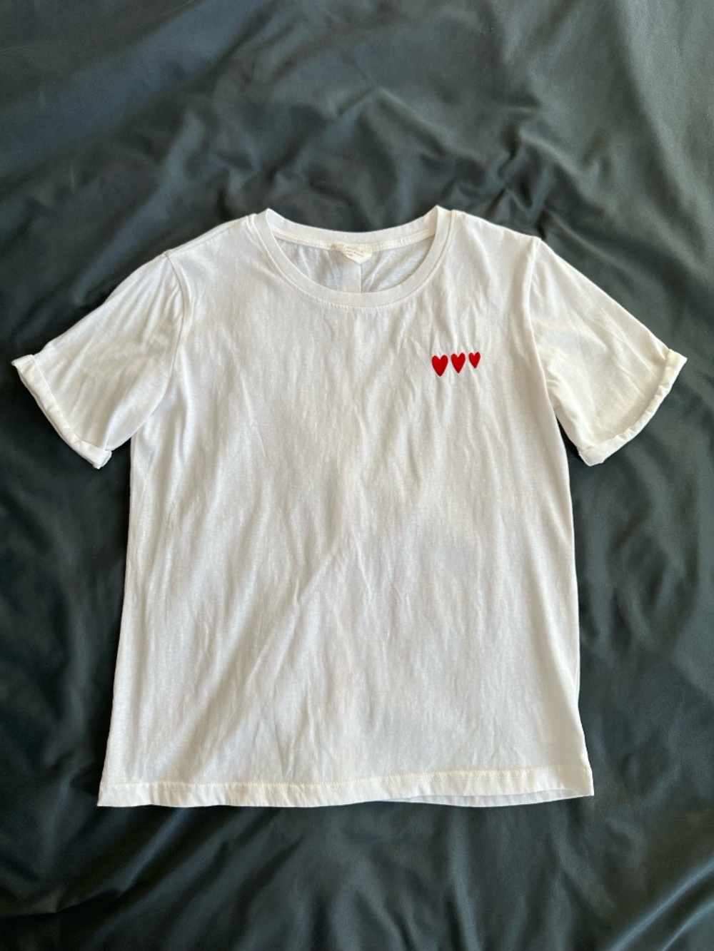 Sézane Women's White and Red T-shirt, women's S/M.